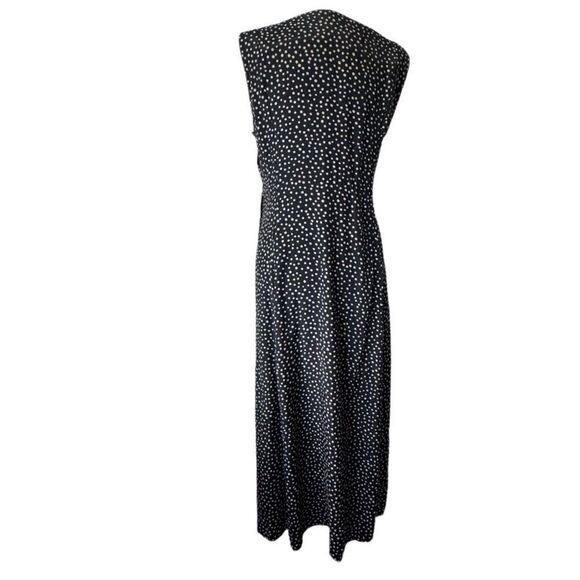 Studio One Polka Dot Dress Blue Cream Sleeveless Swing Dressy SZ 14 - Picture 2 of 15